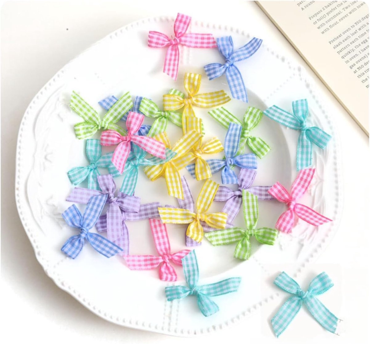 Strikken, klein, met Gingham-patroon, dubbelzijdige geruite strikken, kerststrikken, mini-geschenkstrikken, doe-het-zelf, satijnen strikken voor naaien, bruiloft, gemengde kleur