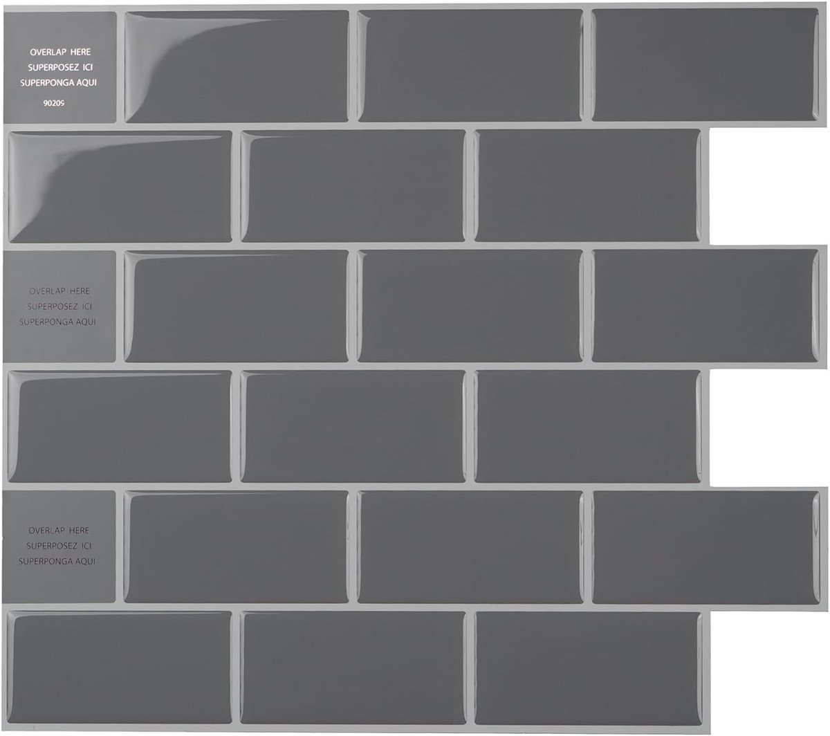 Tiles Plaktegels Zelfklevend, Vierkant Blauw-Wit, 22,86x22,86 cm | Set van 5 (0,26 m²), Glanzend, Hitte-/vochtbestendig, Laag VOC, Keuken/Badkamer, Ideaal voor huurders, Gemaakt in Canada