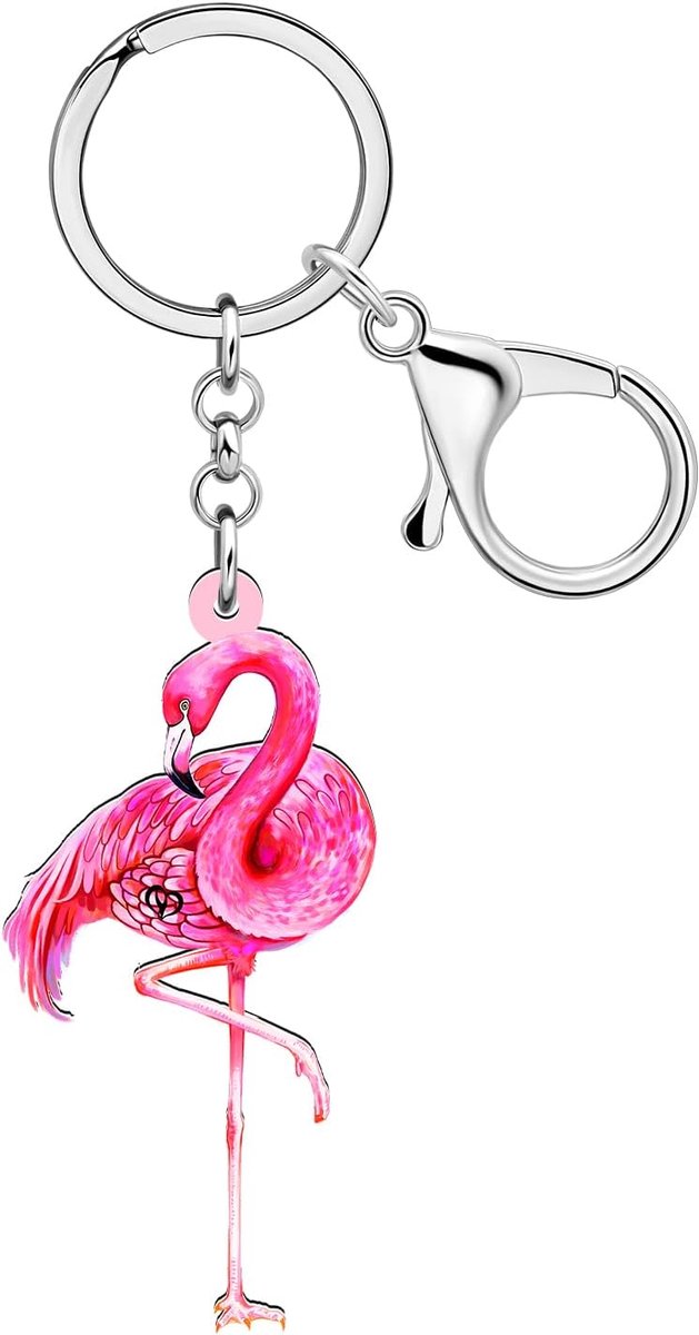 Leuke Hawaii Tropische Roze Flamingo Sleutelhanger Sleutelhanger Vogel Geschenken Voor Vrouwen Meisjes Autosleutels Portemonnee Rugzak Accessoires