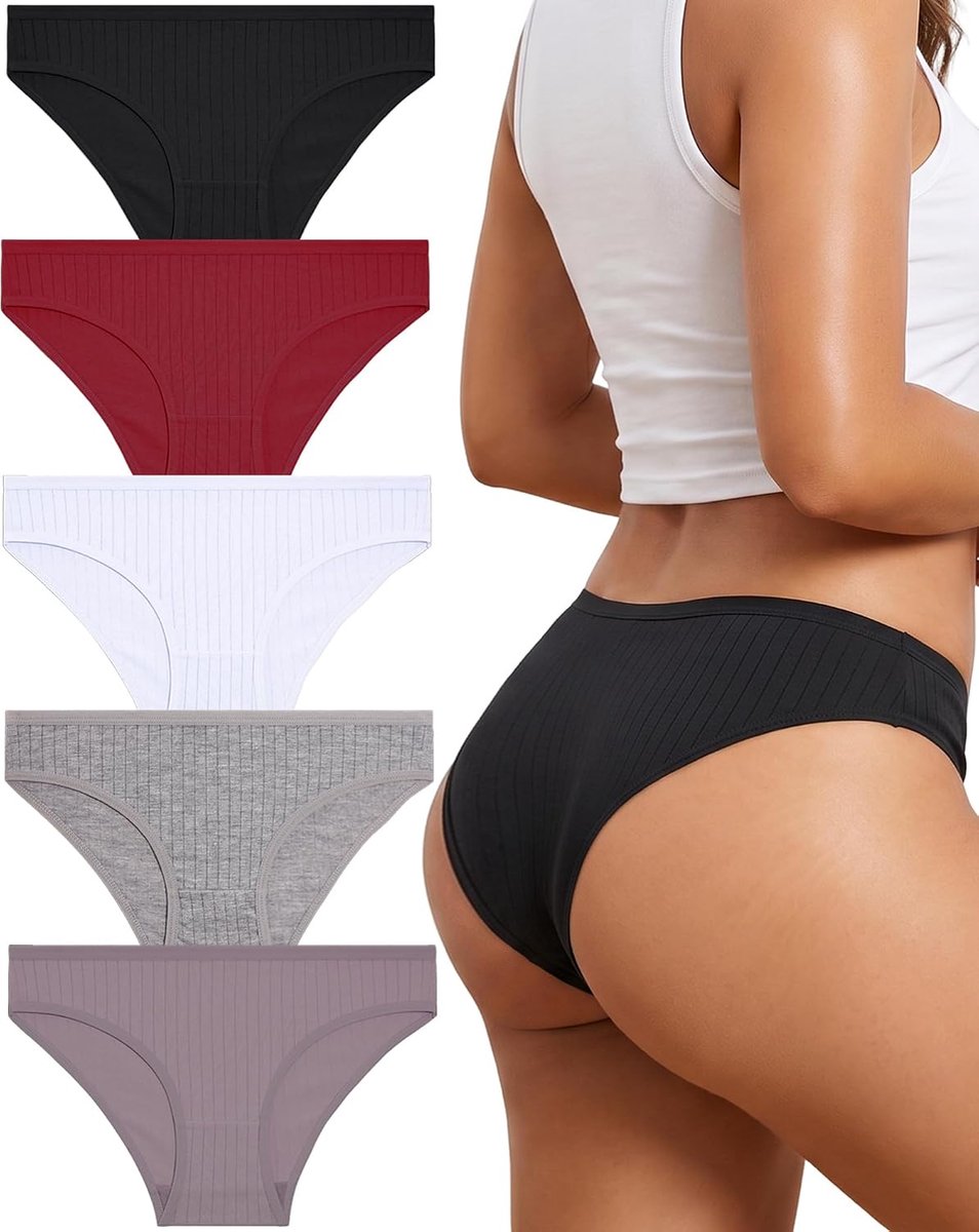 OF SHE Katoenen damesondergoed slipje voor dames, slips 5-pack