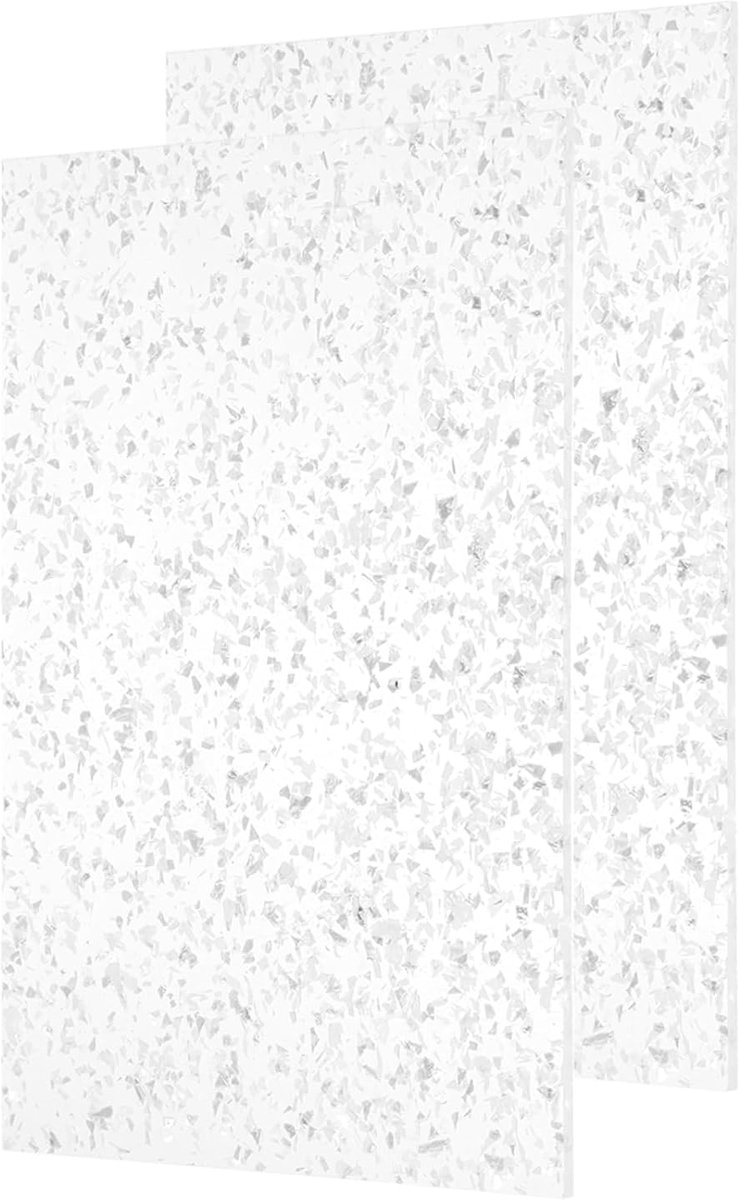 2 stuks acrylplaten met witte glitter, dikte 1/8 inch, 30 x 20 cm, transparant, glanzend, PMMA-kunststof, geëxtrudeerd, voor lasersnijden en graveren DIY kunst handwerk