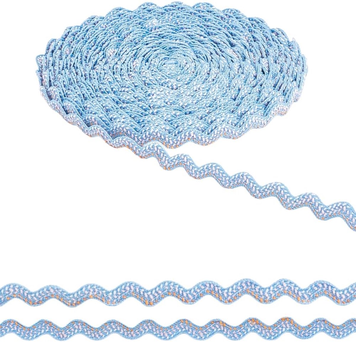 16,4 Yards/15 m Wave Buigende Franje Trim, Lichtblauw Rick Rack Trim Wave Polyester Lint voor DIY Naaien Ambachten Kussens Kostuums Party Bruiloft Decoratie, 8-15 mm breed