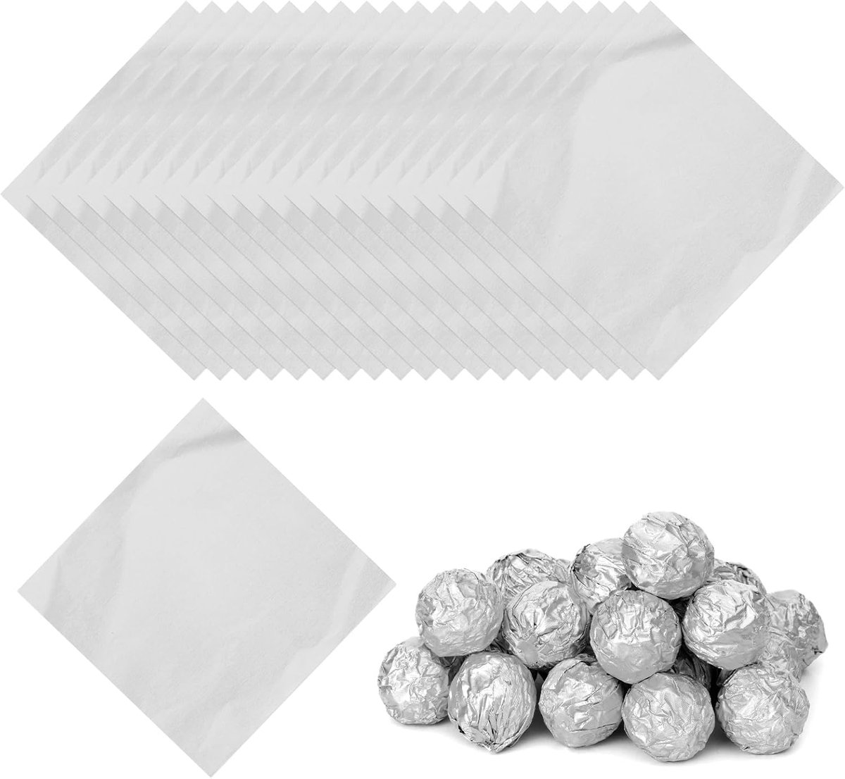 3,15 Inch Folie Snoep Wrappers, 100 Stuks Chocolade Inpakpapier voor Zelfgemaakte Karamel DIY Snoepjes Decoratie Chocolade Cake Verpakking, Zilver