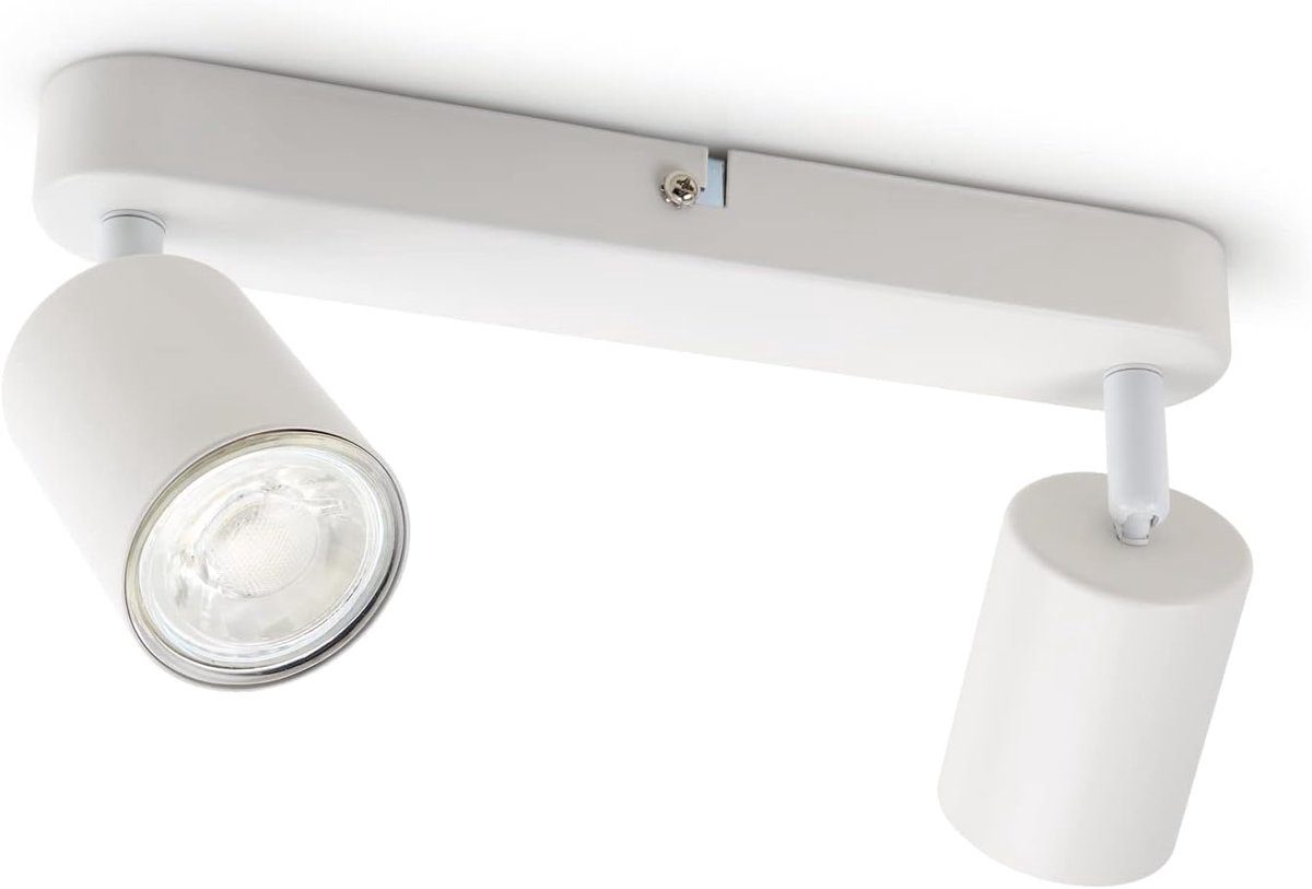 Da LIGHT LED-plafondlamp, 2-lichts, draai- en zwenkbaar, spotlamp, wandspot GU10 (zonder lamp retro/vintage plafondlamp, 230 V, wit, voor woonkamer, slaapkamer, keuken