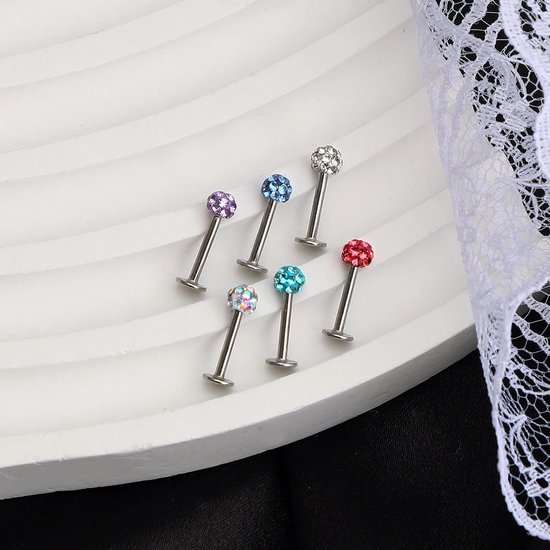 Medusa Monroe, lippiercing, 16 G, hoefijzer, tragus, S-vorm, spiraal oorbellen, 8 mm, roestvrij staal, helix-conch, piercing-set voor dames en heren, Zirkonia — afbeelding 5