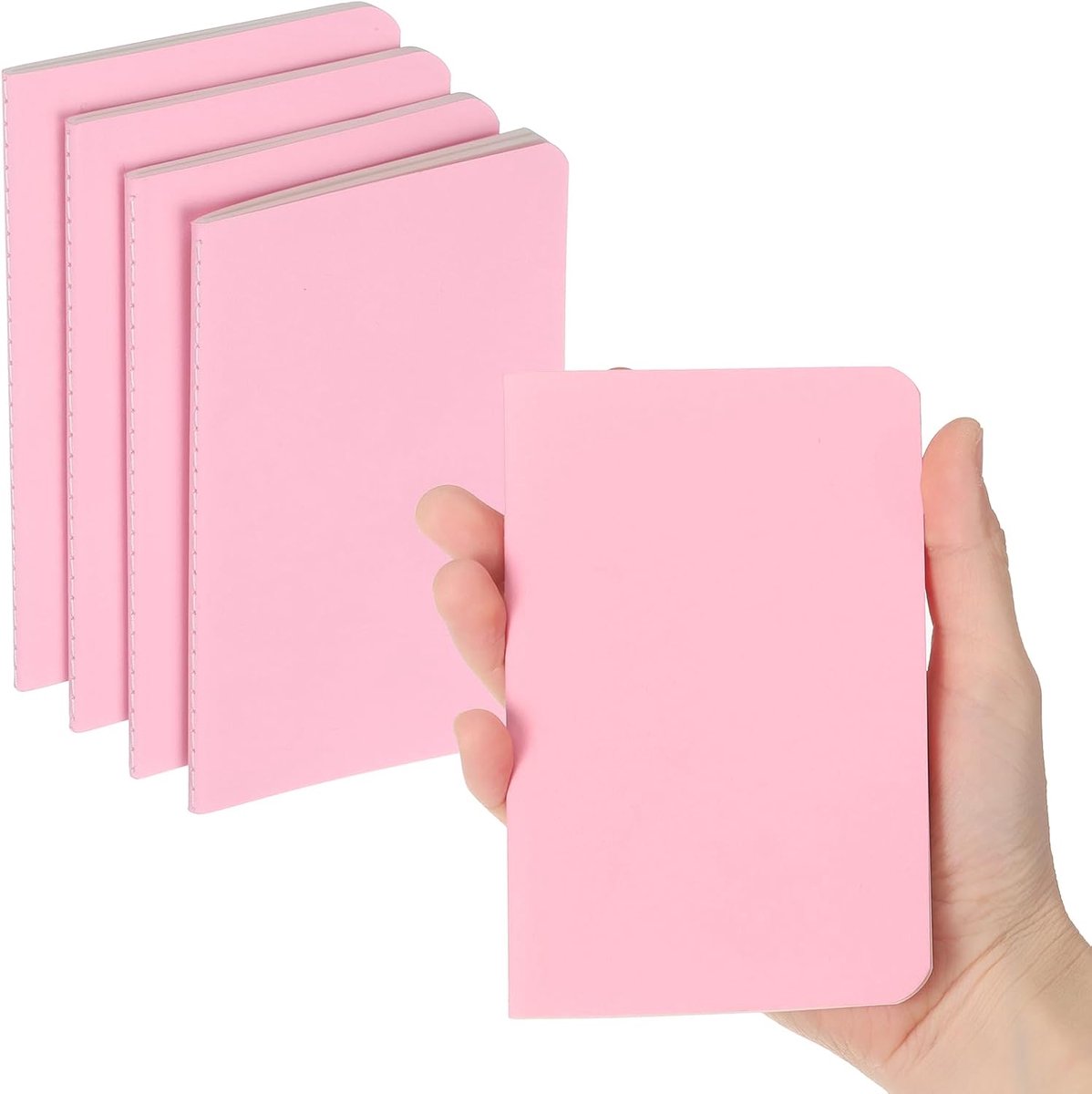4 stuks A6 notitieboek, A6, journal, mini-notitieboek, pocket, memo, gelinieerd, schetsboek, klein, 8,1 x 12,5 cm, 30 vellen, voor mannen en vrouwen, kantooraccessoires, roze