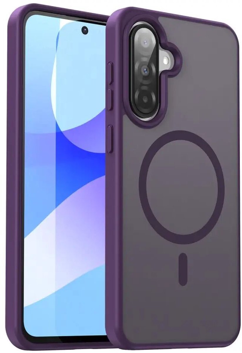 Hoesje voor Samsung Galaxy A27 – Hybrid Back Cover - Compatible met MagSafe – Schokabsorberend TPU & Hard PC – Matte Semi Transparante Beschermhoes Paars