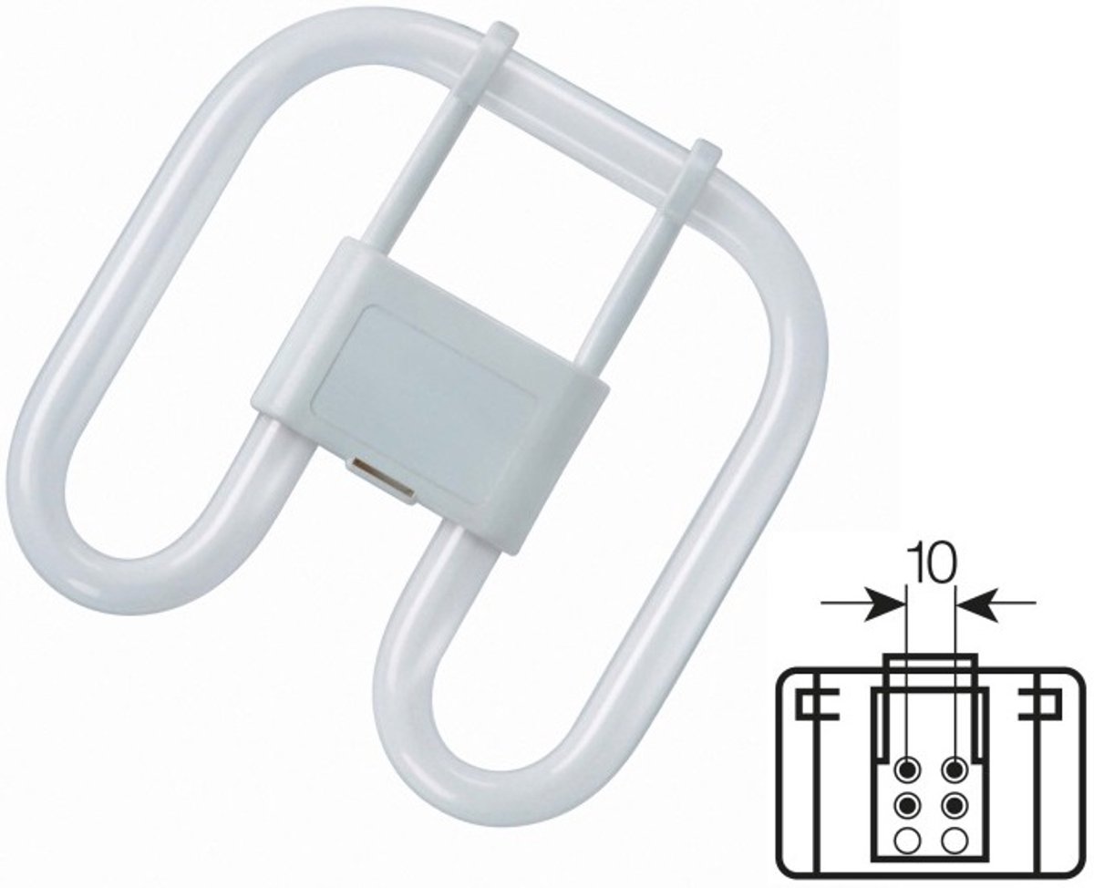 ESLmaxx CFL Square 28W/827/4P | 4-pins GR10q | Vervangt Osram CFL Square 28W/827/4P | GR10q (4 pins) | Extra Warm Wit | 28 watt | 12.000 Branduren