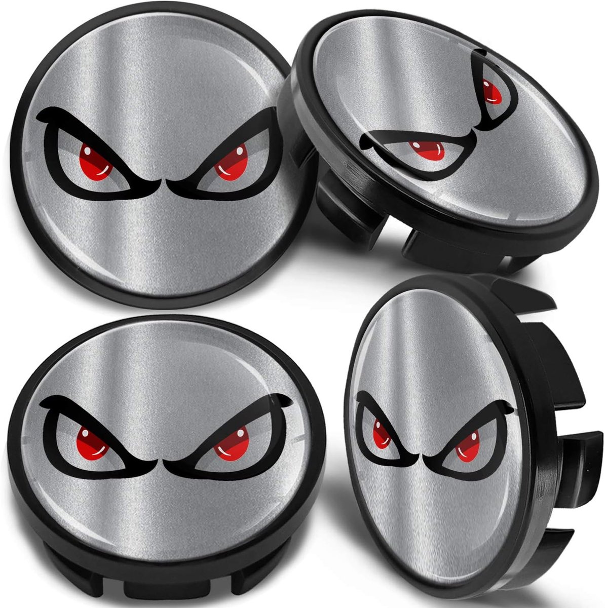 4 x 65mm wielnaafdoppen velgdoppen naafdop, compatibel met VW 3B7 601 171 / 6U7 601 171 wieldoppen, velgendeksel Ogen Zilver CV 8