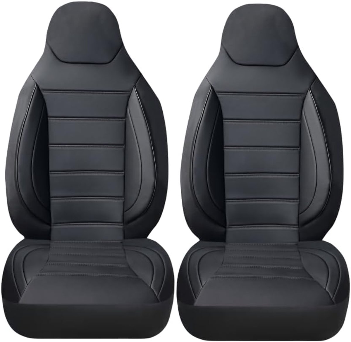 Stoelhoezen compatibel met Mercedes Sprinter W907/910 leverwagen perfecte pasvorm, set met 2 delen - bestuurder 1 + passagier 1 stoel | met armleuninghoezen | CBS103 | zwart | kunstleer