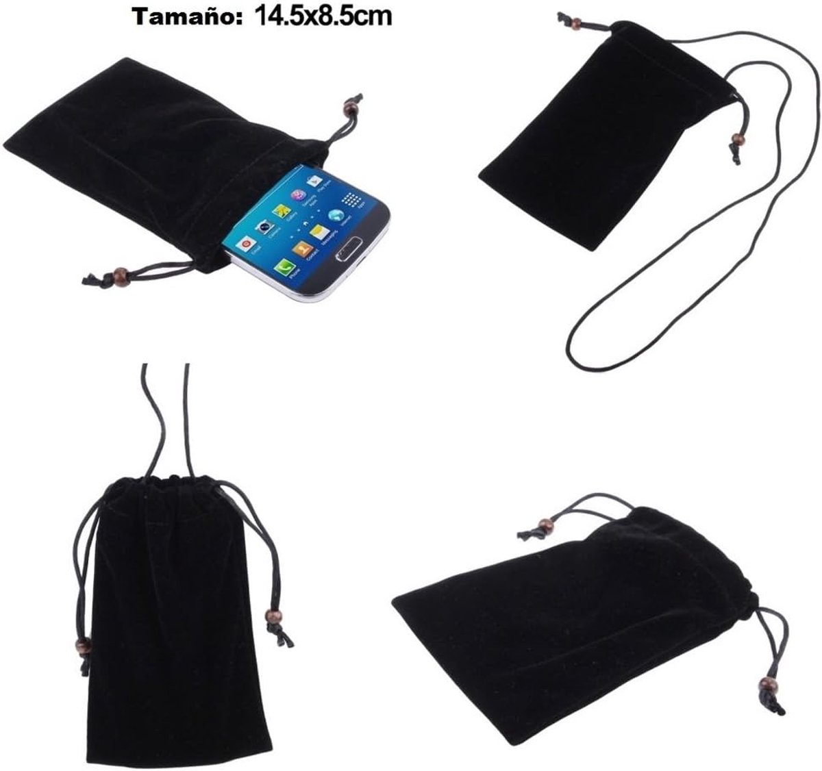 Cover Zachte doek Flanellen Draagtas met ketting en lus sluiting voor KARBONN A29 - Zwart