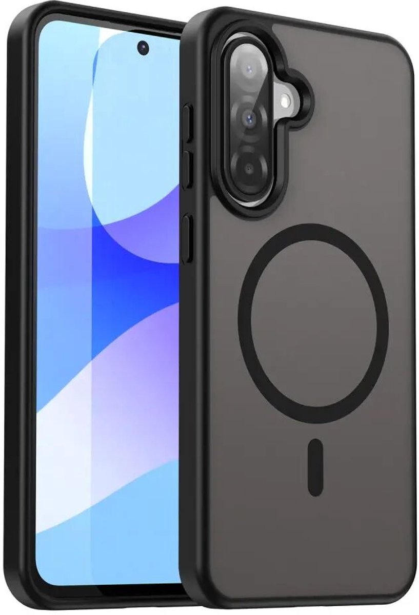 Hoesje voor Samsung Galaxy A27 – Hybrid Back Cover - Compatible met MagSafe – Schokabsorberend TPU & Hard PC – Matte Semi Transparante Beschermhoes Zwart