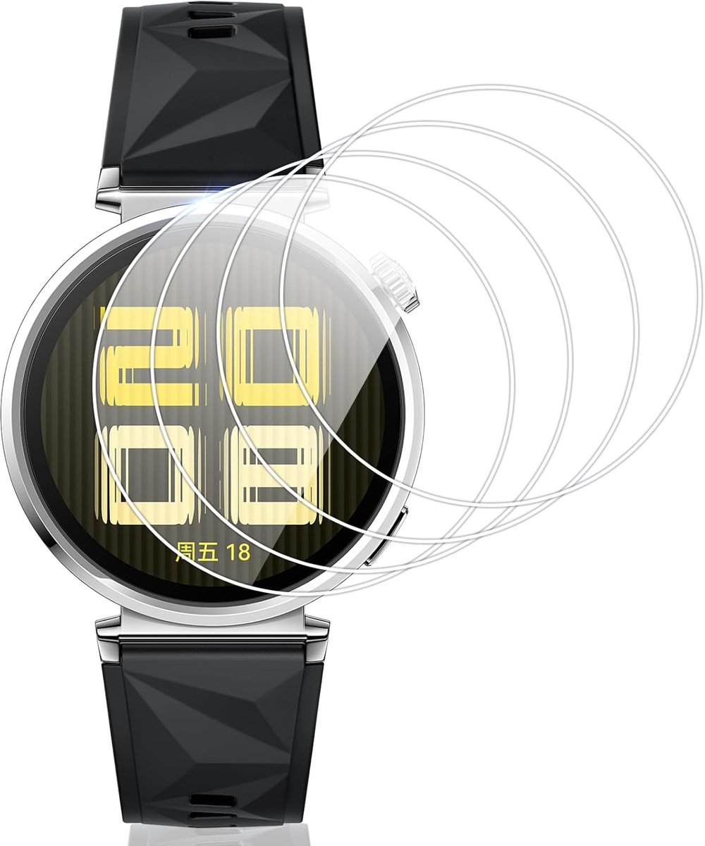 4 stuks pantserbeschermfolie voor Huawei Watch GT 6/GT 5/GT 4 41 mm, 9H hardheid, displaybeschermfolie, helder, anti-stof, krasbestendig, zonder luchtbellen, displayfolie, eenvoudige