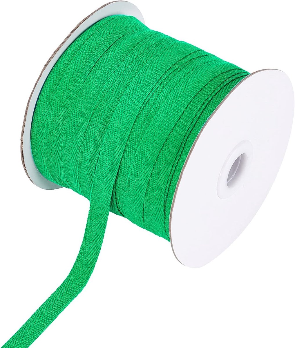 80 Yards (73,15 m)/Roll katoenen tape linten, visgraat katoenen singels, 10 mm breed plat katoen visgraat koorden voor breien naaien DIY ambachten, groen