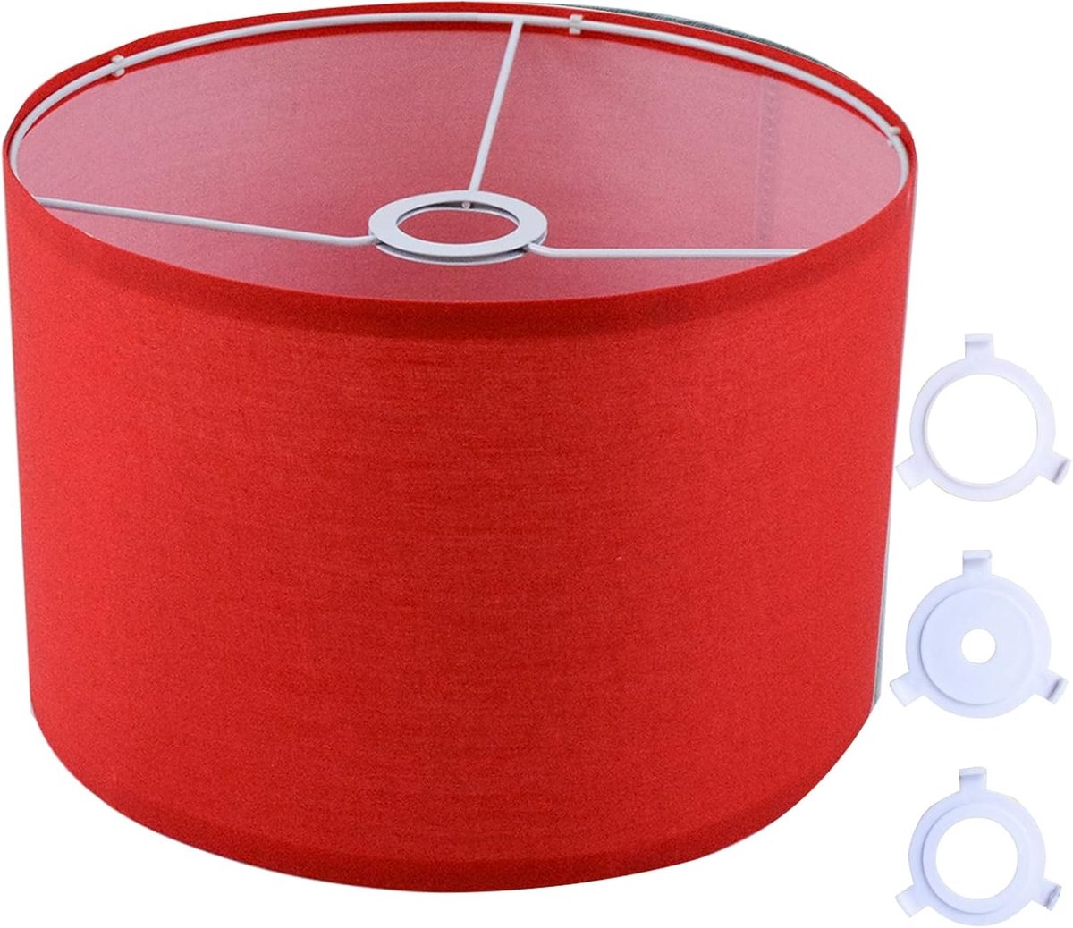 Lampenkap - Rood - Ø 30 cm x H 20 cm - Natuurlijke Linnen Lampenkap met Converter - Voor Tafellamp, Wandlamp, Hanglamp