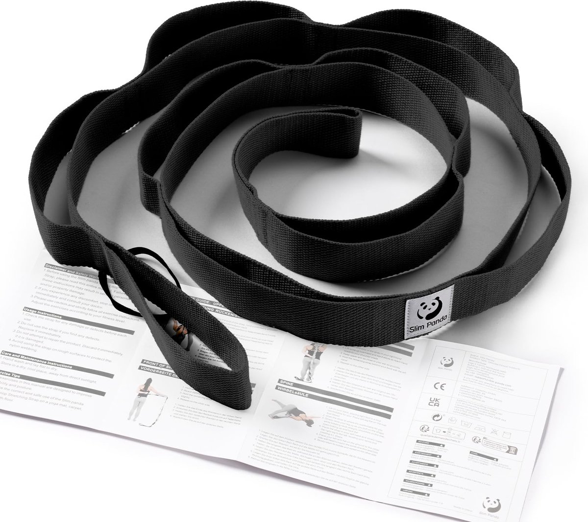 Yoga Riem met 10 Lussen - Pilates Stretchband voor Rekken & Flexibiliteit - 180 x 3,5 cm Elastische Stretchband voor Yoga, Ballet, Fitness, Fysiotherapie & Mobiliteitstraining