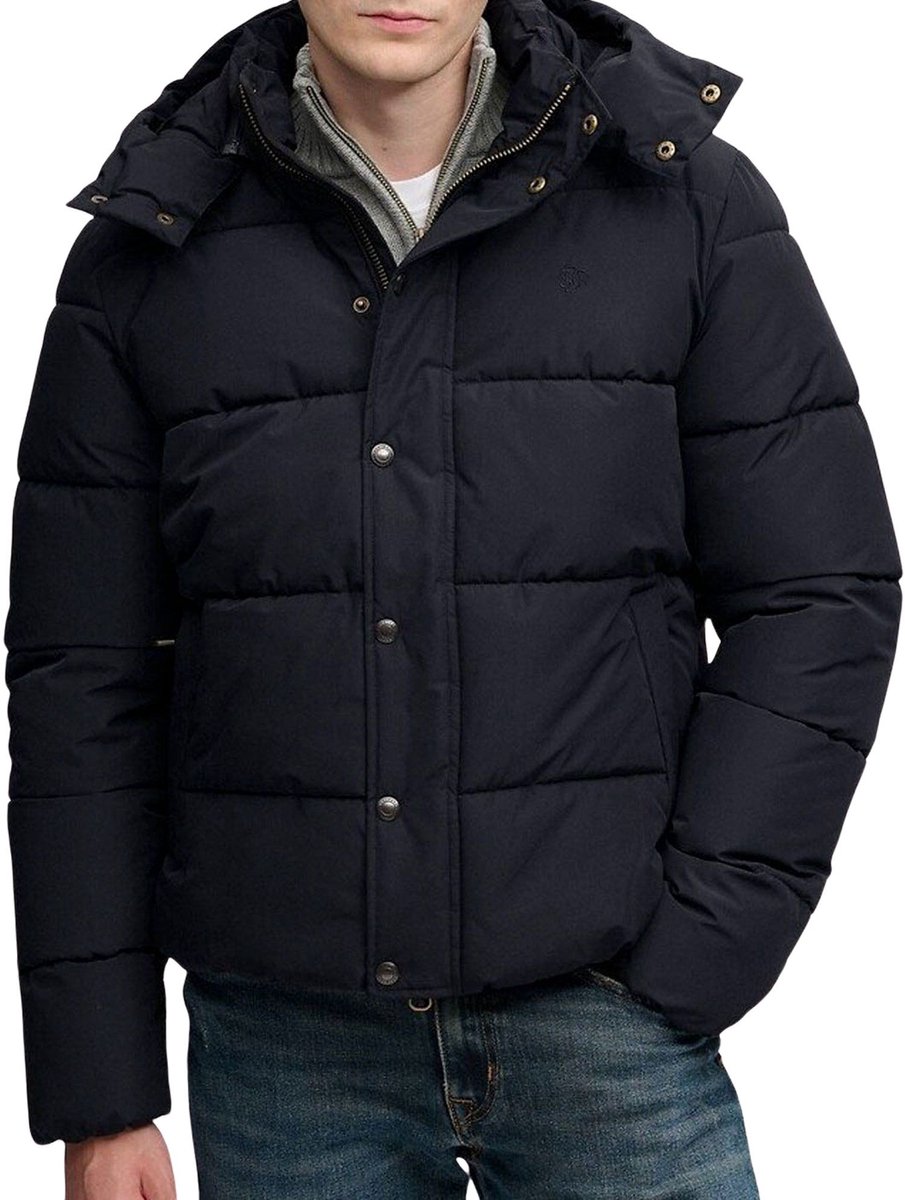 Superdry Premium Hood Puffer Jas Heren Zwart