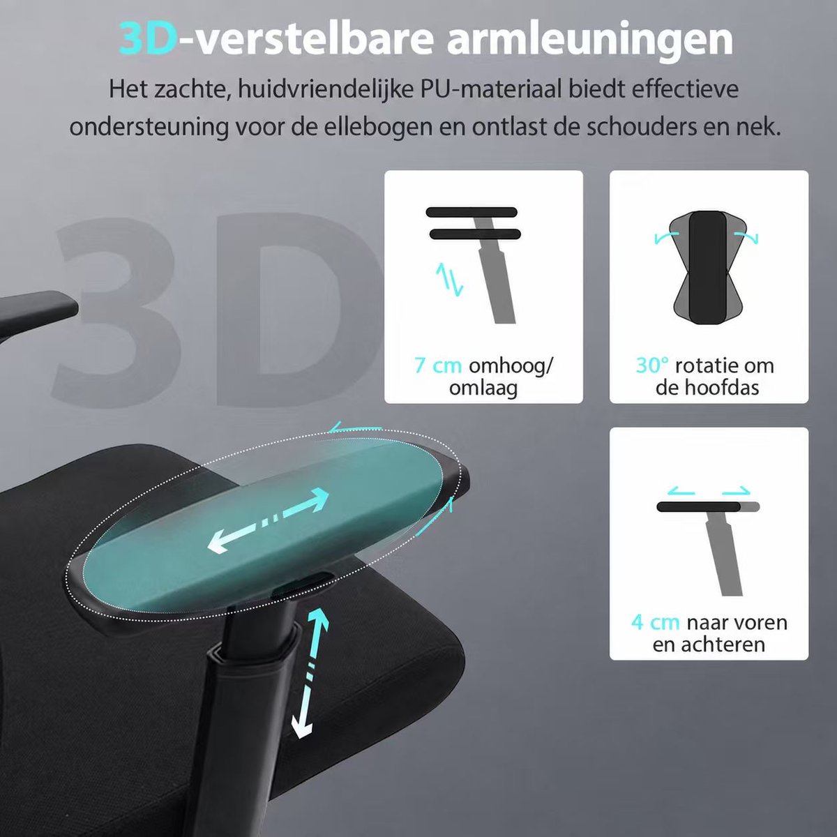 Durrafy - Ergonomische Bureaustoel - Bureaustoel - afbeelding 2