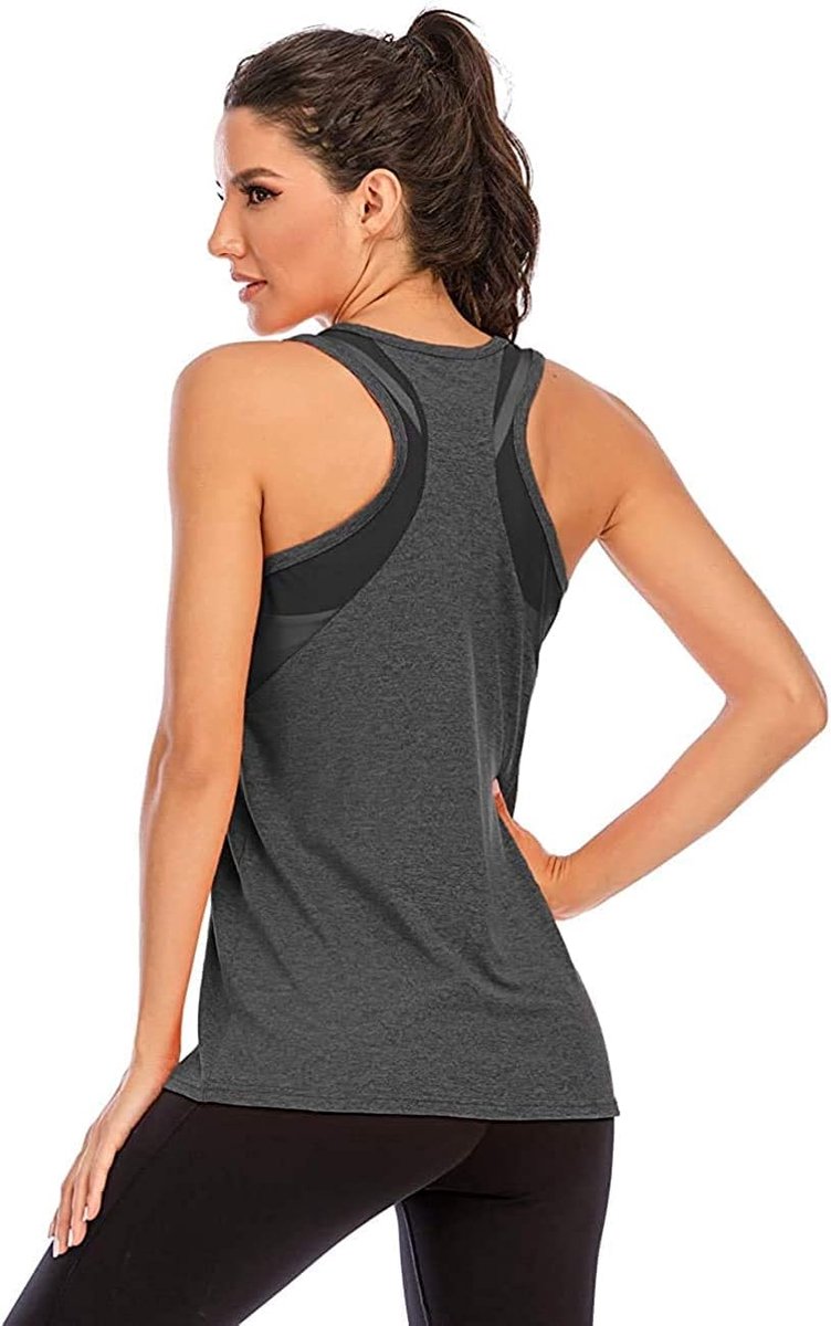 Yoga-tanktops mouwloos sportshirt kleding mesh rug fitness hardlopen shirt sport bovenstuk