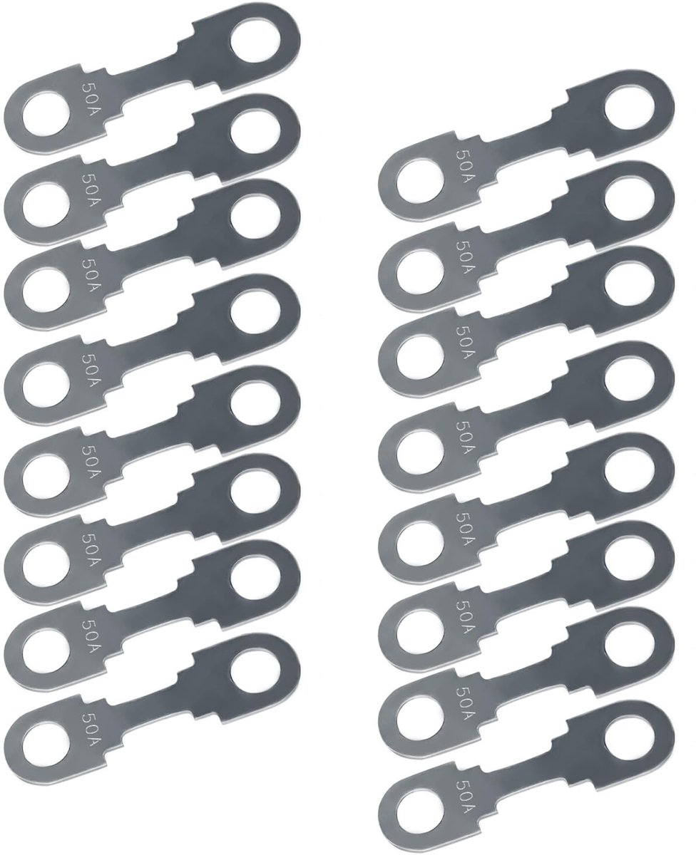 Platte Zekeringstrips 16 Stuks Autozekering 50A Maximale SpanningTot 32V Voor Auto's Campers | Platte zekeringsstrip, autozekering, maximale spanning tot 32 V, voor auto's en campers