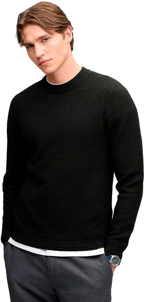 Superdry Textuur Gebreide Trui Relaxed Pasvorm Heren Sweaters Zwart
