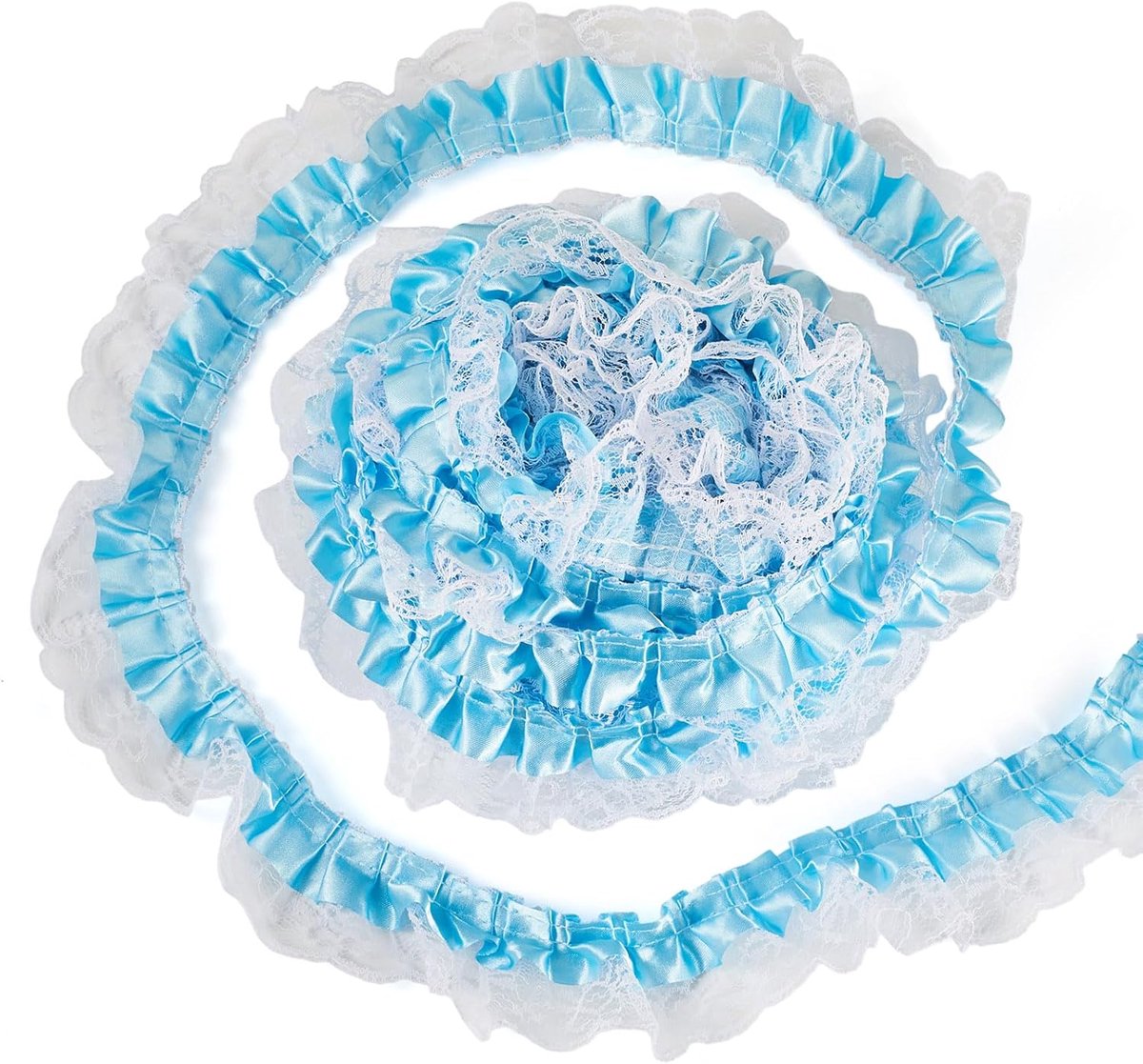 12,5 meter polyester lint 47 mm 1-7/8 inch satijnen lint met veters en ruches geplooide linten voor kleding accessoires jurkversieringen, diep hemelsblauw