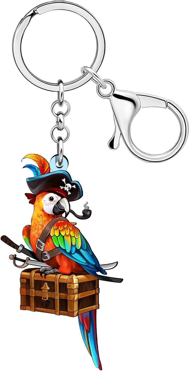 Acryl Leuke Piraat Papegaai Vogel Sleutelhanger Sleutelhanger Geschenken Voor Vrouwen Meisje Vogel Liefhebbers Autosleutels Portemonnee Rugzak Accessoires