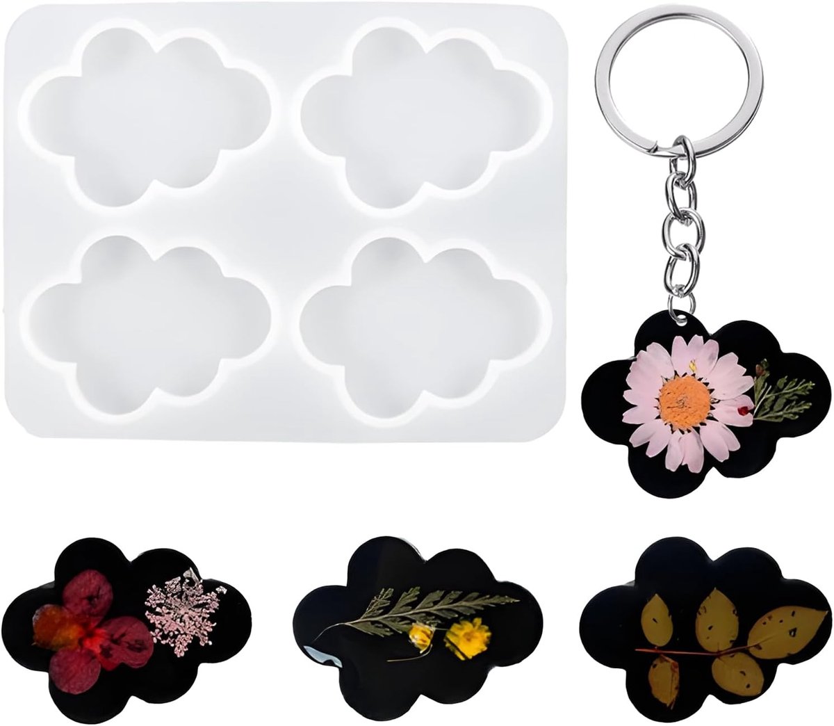 2 stuks 4 holle ruimte wolken epoxyhars vormen wolken gietvormen hanger halsketting oorbellen siliconen vormen kristal gietvorm voor doe-het-zelf knutselen