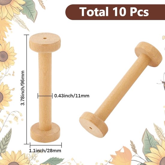 Spoelen, 28 x 96 mm lang, lege bandspoel, organizer van hout, voor borduren, garenspoelen, naaien, haken, knutselwerk, handwerk — afbeelding 4