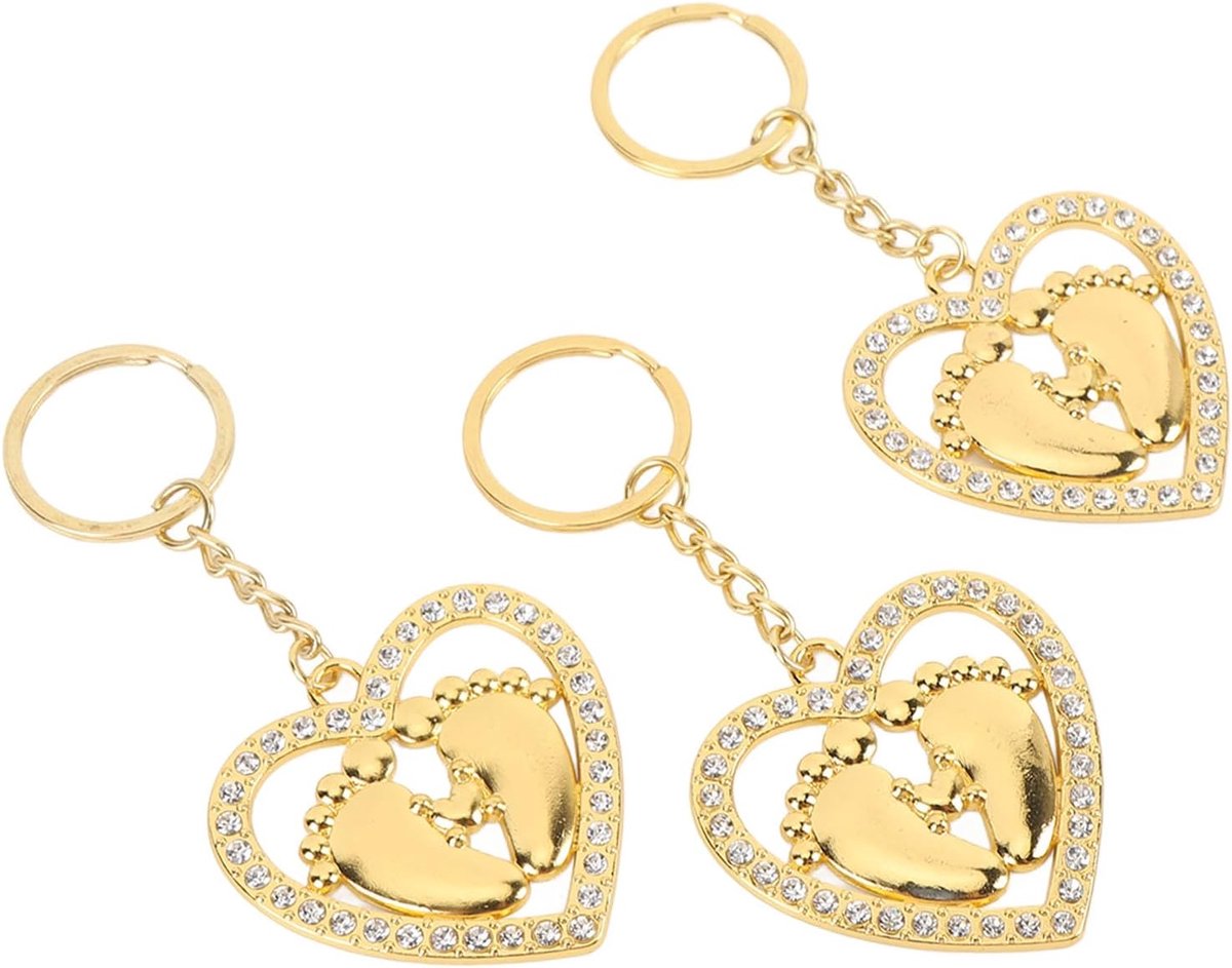 12 Stuks Baby Voet Modellering Sleutelhanger voor Babyborrels Feest Zinklegering Hart Voet Modellering Sleutelhanger Sleutelhanger Decoratieve Hanger Liefde Sleutelhanger