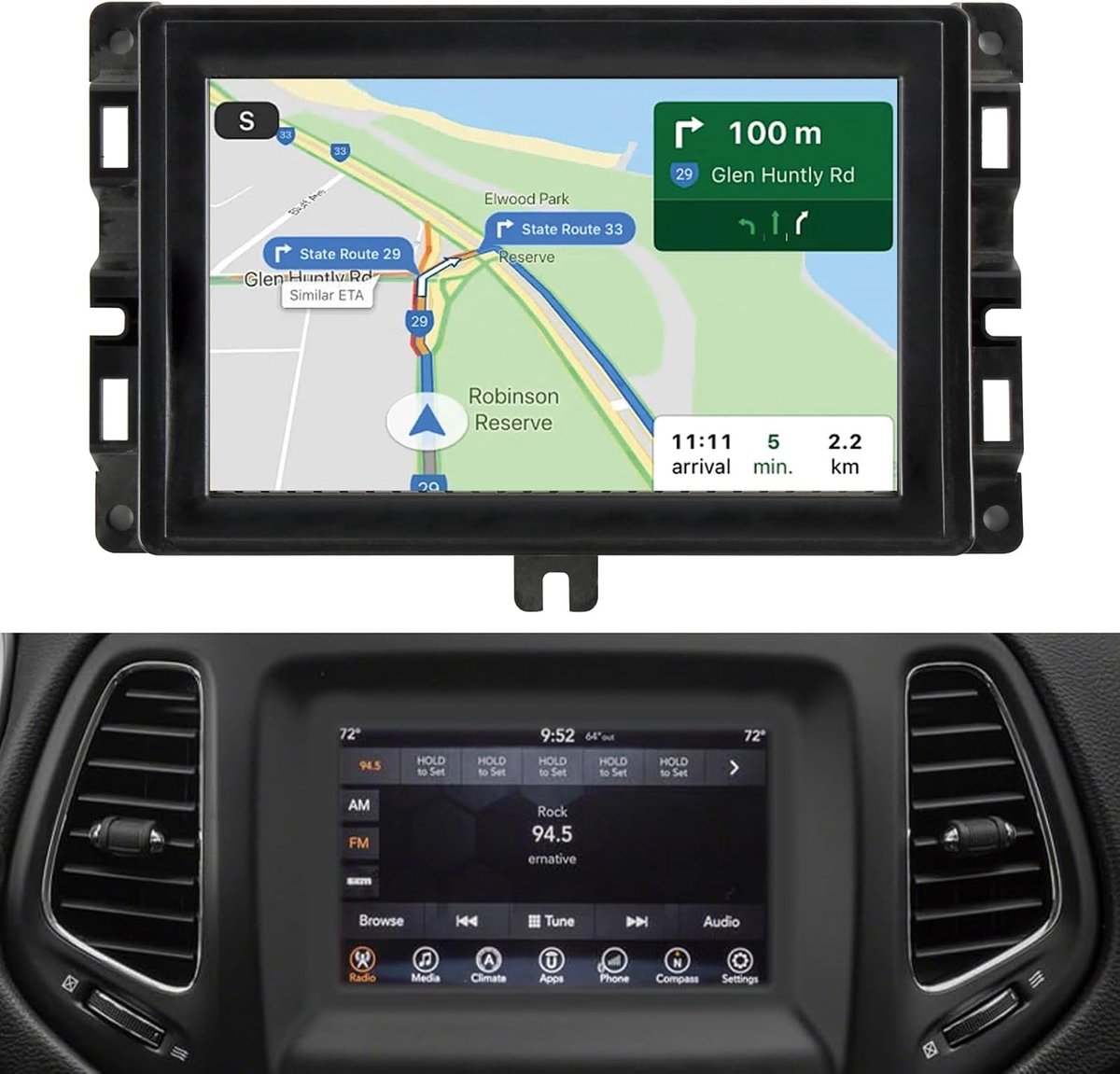 Voor TDO-WXGA0700K00033-V2 TDO-WXGA0700K00057-V1 LCD-scherm, vervanging voor Jeep Compass 2017-2020 LCD-scherm touchscreen digitizer montage met frame, 7 inch (niet voor Uconnect 4C / UAQ/UAS)