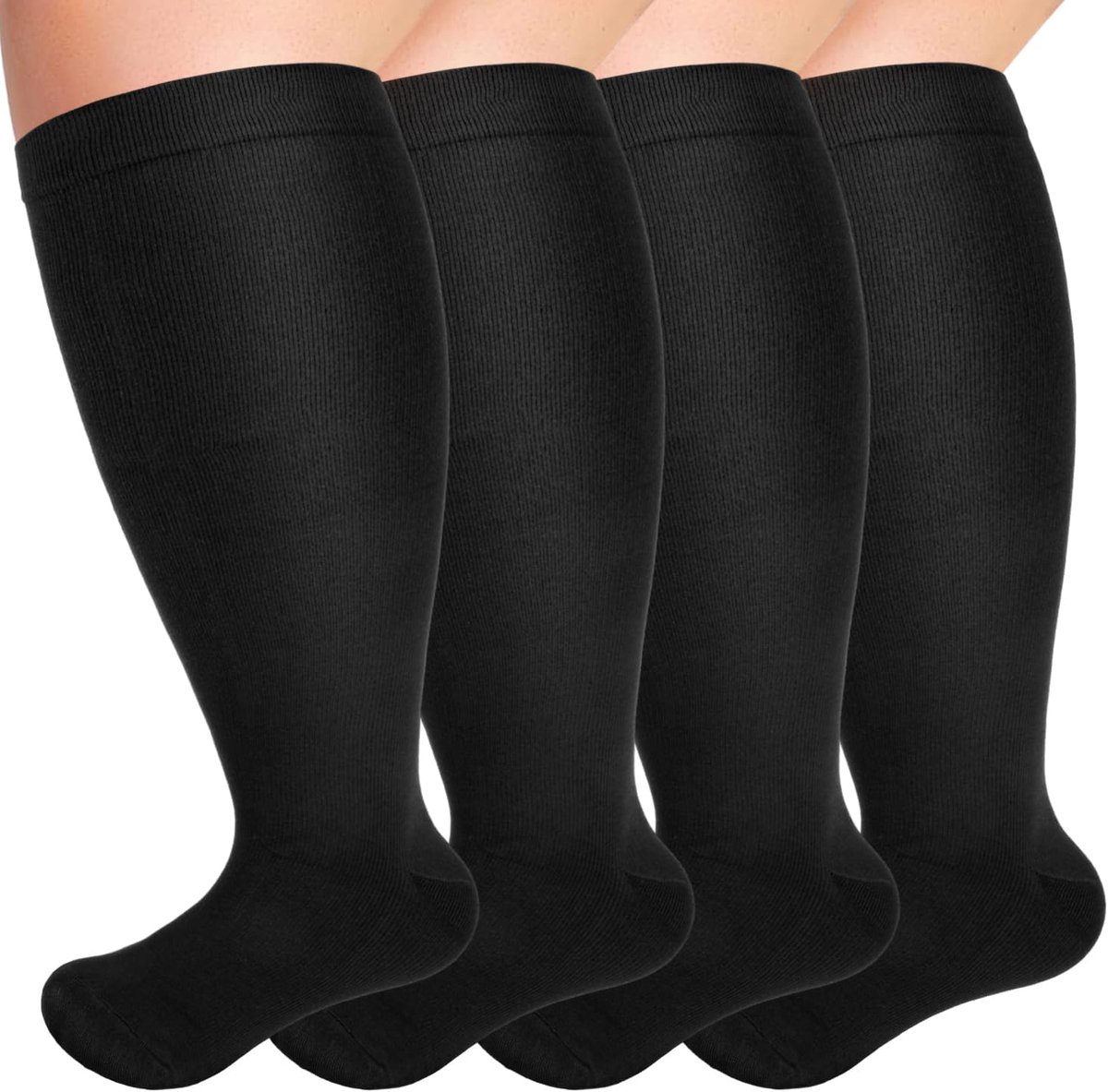 Sokken grote maat compressiekousen heren dames compressiekousen sport compressiekousen voor vliegtuig, reizen, zwangerschap, 4 paar
