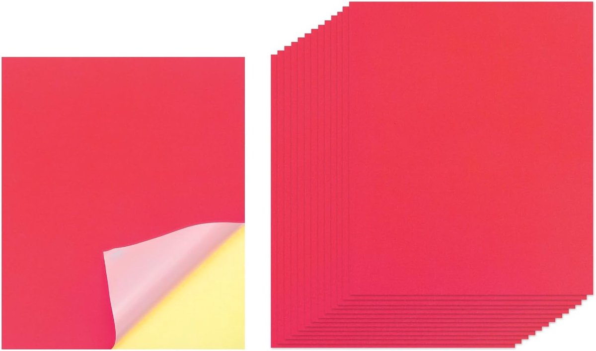 Bedrukbaar vinyl-stickerpapier voor inkjetprinters, 29 x 21 cm, waterdicht, 15 vellen zelfklevend stickerpapier voor printers, laserinkjet, glanzend, rood