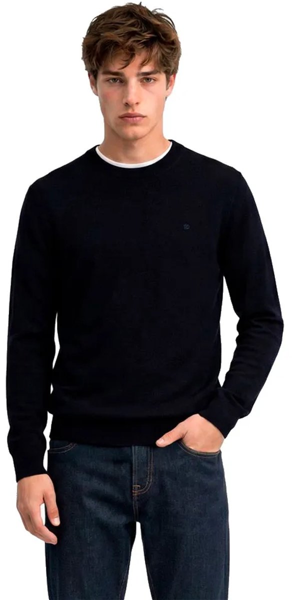 Superdry Essential Lichtgewicht Wollen Mix Trui Heren Sweaters Marineblauw