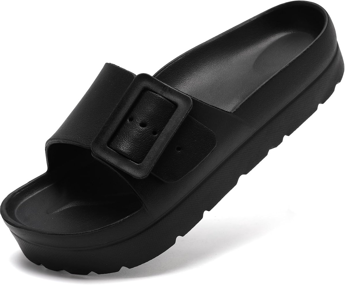 Zomersandalen voor dames, orthopedische sandalen voor dames, comfortabele folies, dikke zolen, platte sandalen met verstelbare gesp en ultra kussen