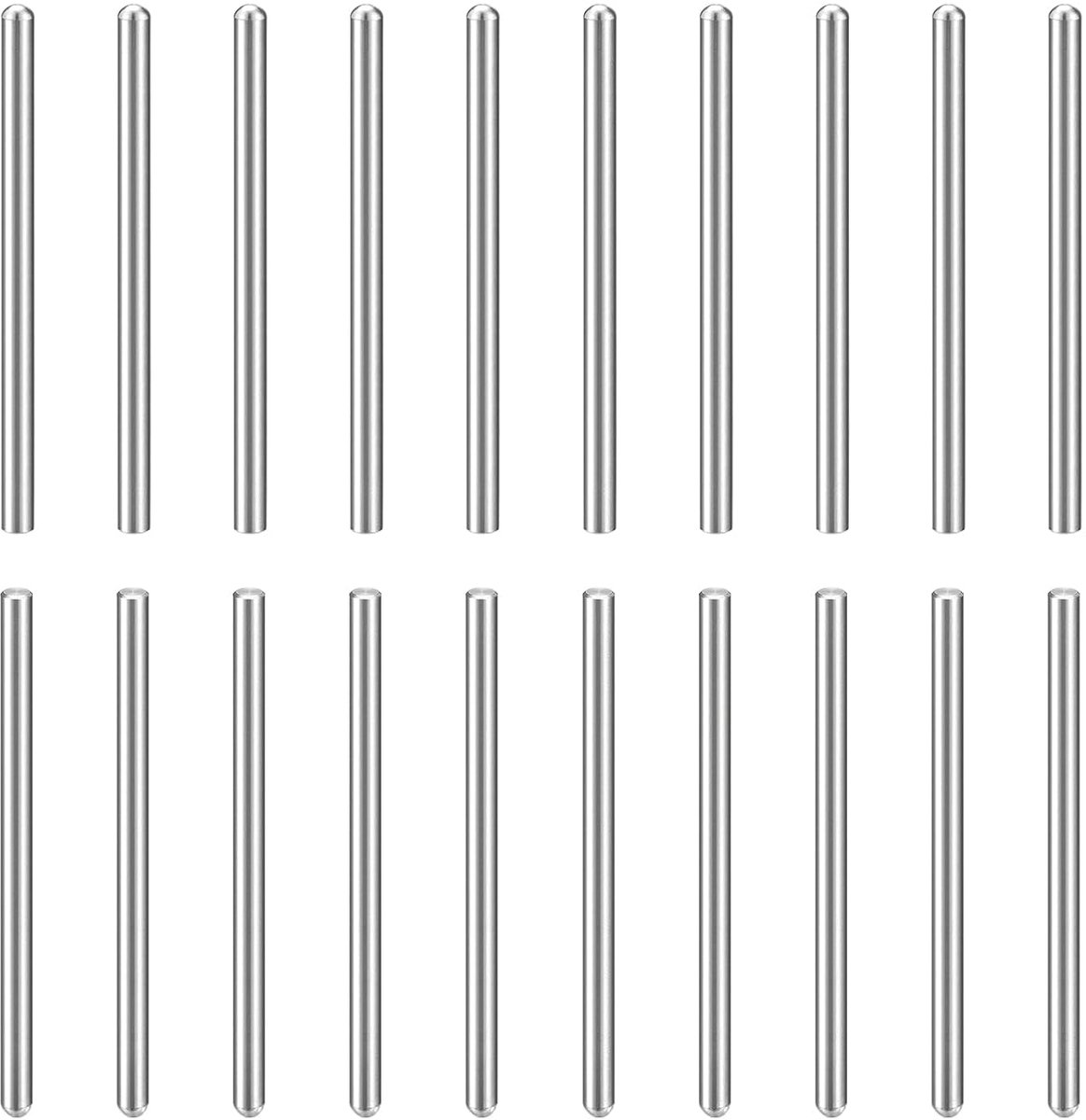20 stuks 5 mm x 80 mm plugpennen 304 roestvrij staal cilindrische ronde kop planksteunstokken positioneringspinnen voor boekenkast, kast, meubelcomponent GB831 zilver