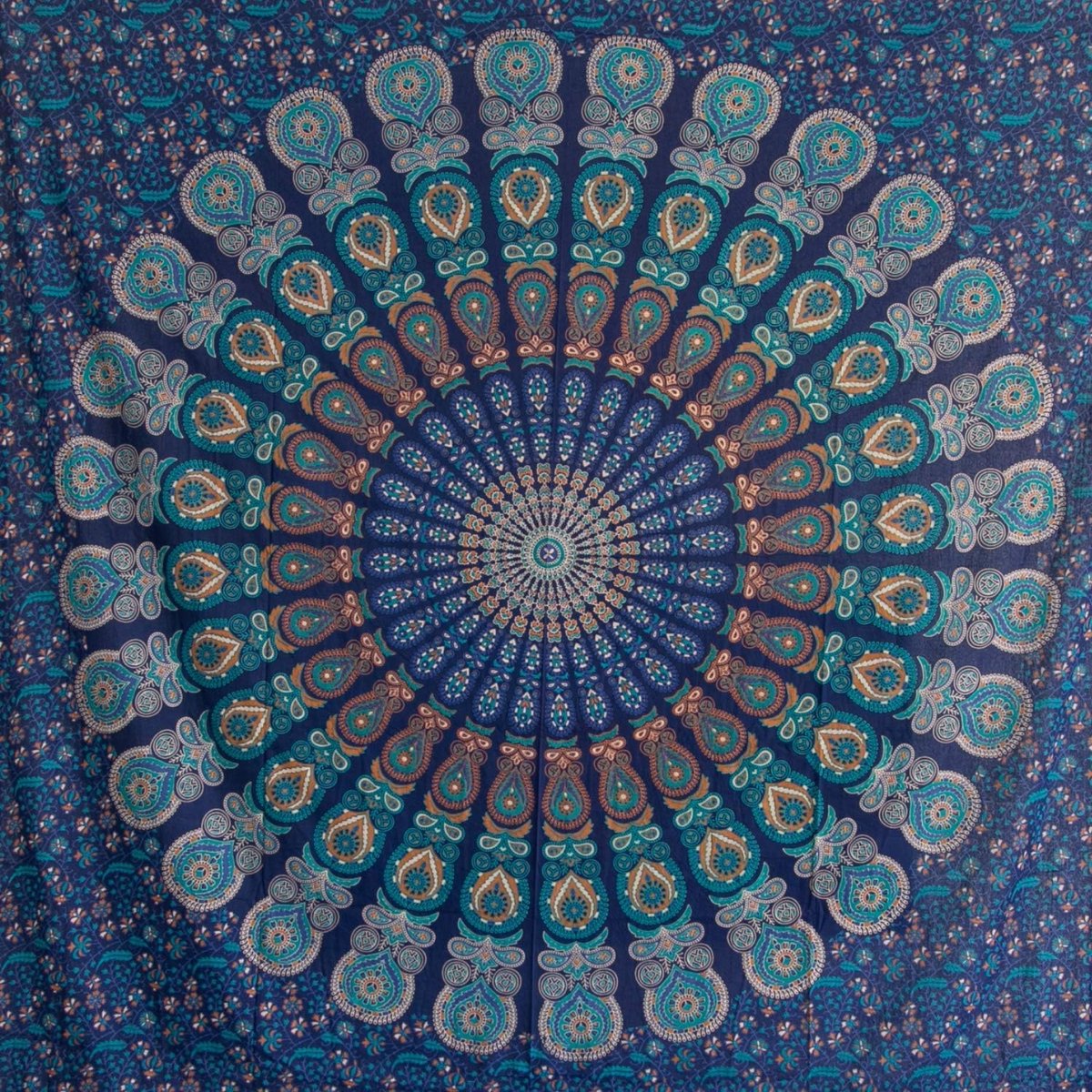 Wandtapijt Mandala - Multifunctioneel, Kleurrijk, 100% Katoen - Ideaal Als Esthetisch, Boho-Wanddoek, Indiaas Wandtapijt Van Stof - Blauw, 135 X 210 Cm