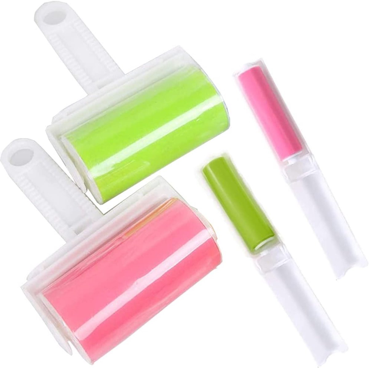 Set van 4 pluisrollers, herbruikbaar, dierenhaarverwijderaar, wasbare dierenhaarroller met handvat, stofpluisverwijderingsrollen.