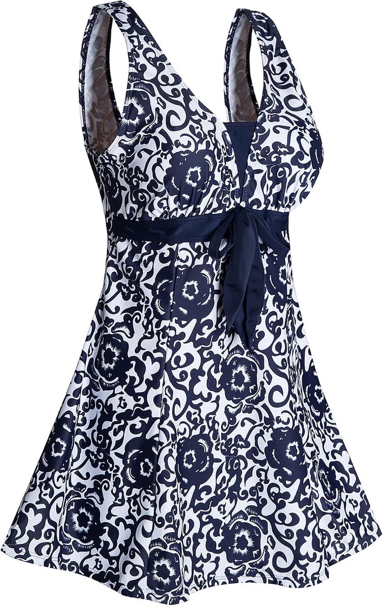 Badpak voor dames, uit 1 stuk, buikcontrole, figuurvormend, grote maat, push-up, gevoerd, elegant
