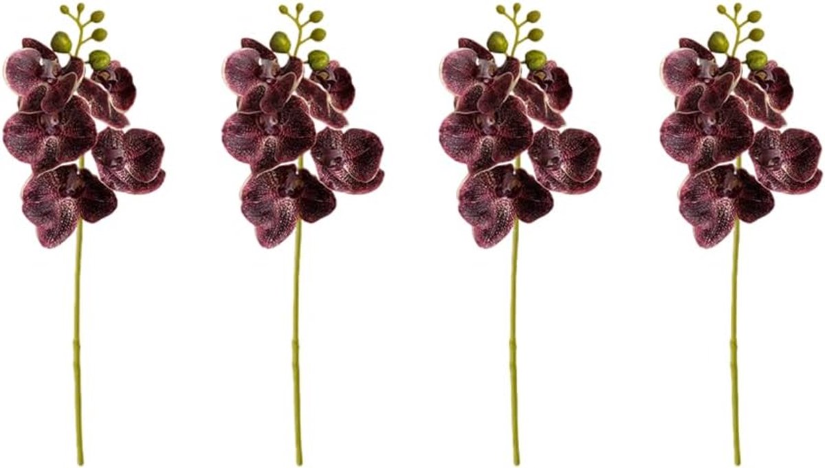 Kunstbloemen echte touch latex Phalaenopsis 17,7 inch kunstmatige orchidee stam boeketten voor bruiloft feest huis tuin decor (streep van paars)