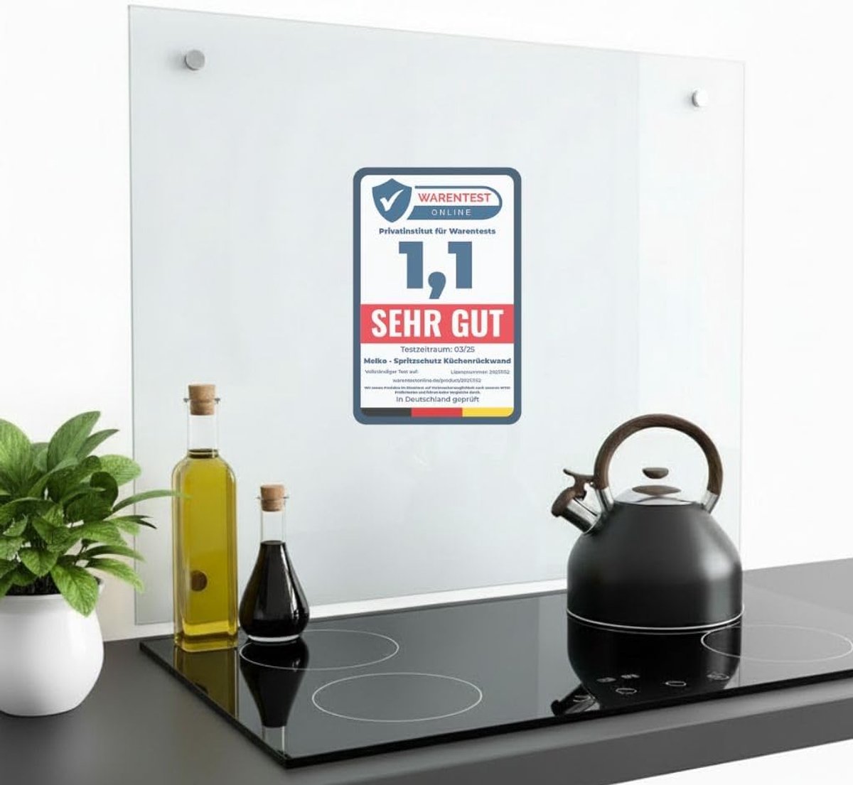 Keukenwand van glas, spatbescherming voor kookplaat, ESG 6 mm, plaat met bevestigingsmateriaal, transparant, 70 x 60 cm