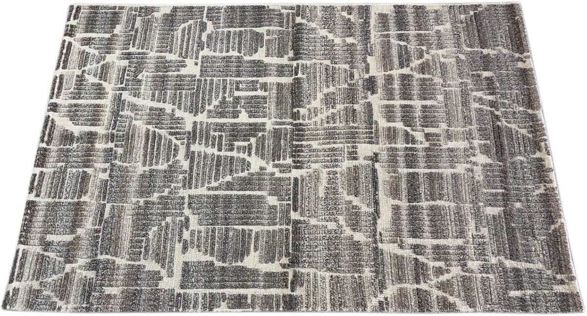 Wollen tapijt 152x243 cm natuurlijk beige grijs modern design DT977
