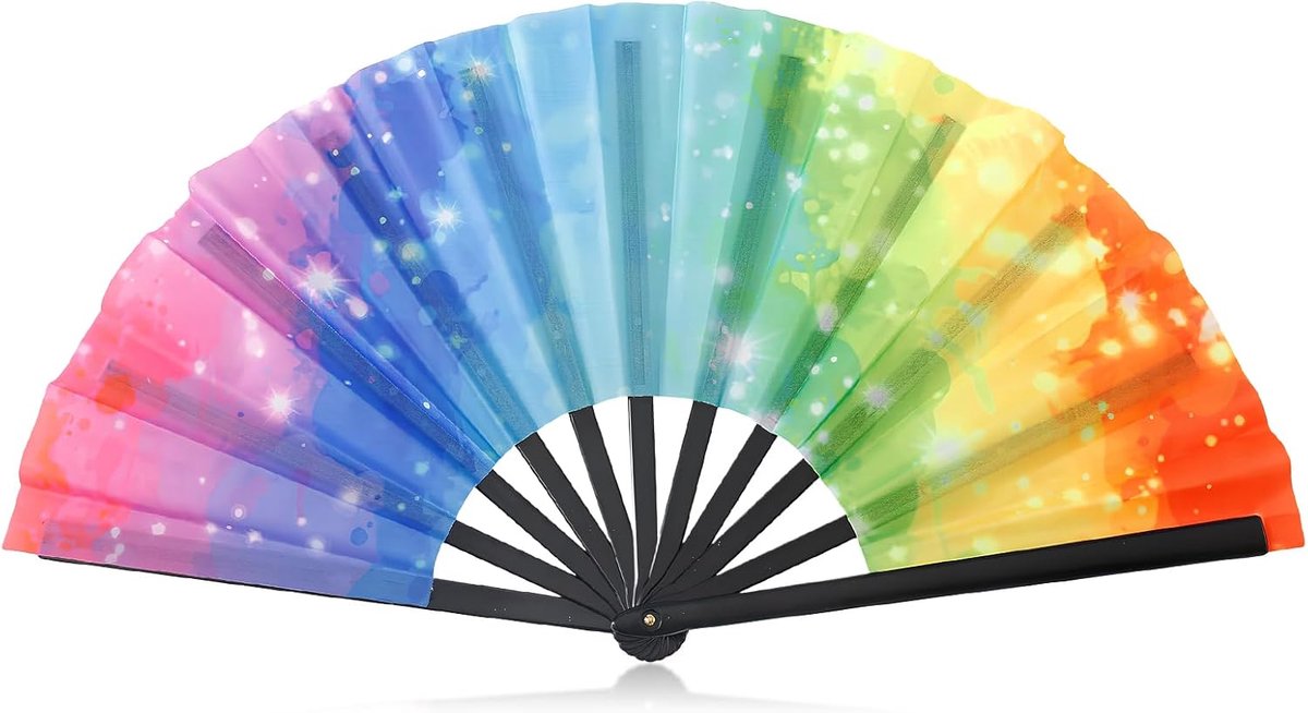 Handwaaier, opvouwbare waaier van bamboe, holografische handwaaier, voor dans, cosplay, verjaardagscadeau, huwelijksfeest (C)