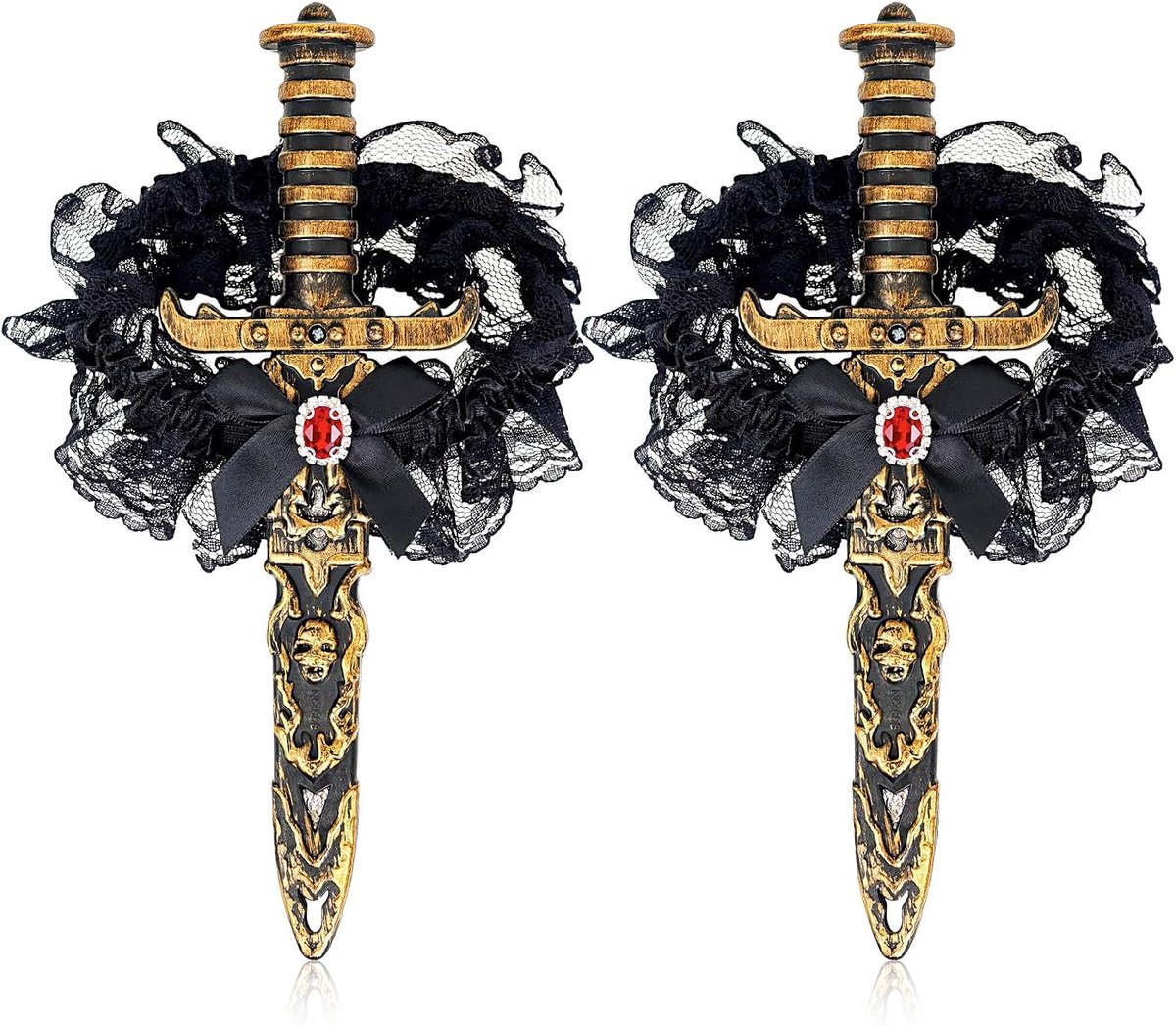 Kostuum accessoires, 2 stuks piraten-kanten kousenband met rekwisieten, piratenkostuum, kousenband, accessoires voor carnaval, Halloween, rollenspel