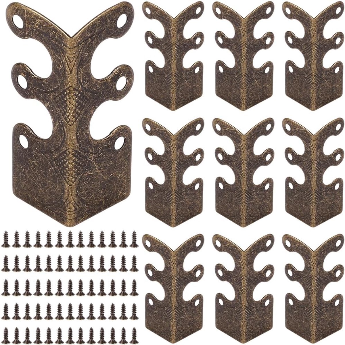 16 Stks Metalen Hoekbeschermers met Schroef Vintage Ijzer Decoratieve Plint Guards Plint Schilden Antiek voor Meubels Woonkamer Kantoor en Sieraden Geschenkverpakking