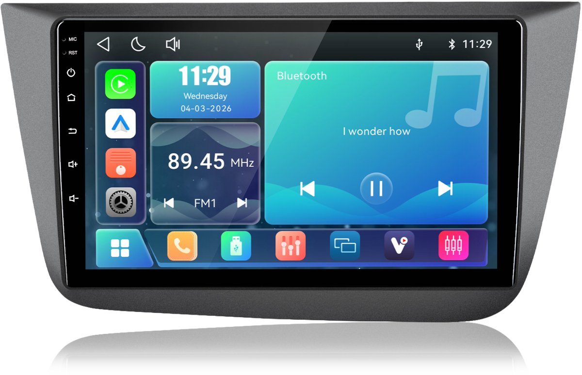 Cestovet Autoradio - Geschikt Voor Seat Altea Toledo 2004 t/m 2015 - LINUX - Draadloos Apple Carplay & Android Auto - Bluetooth & Wifi