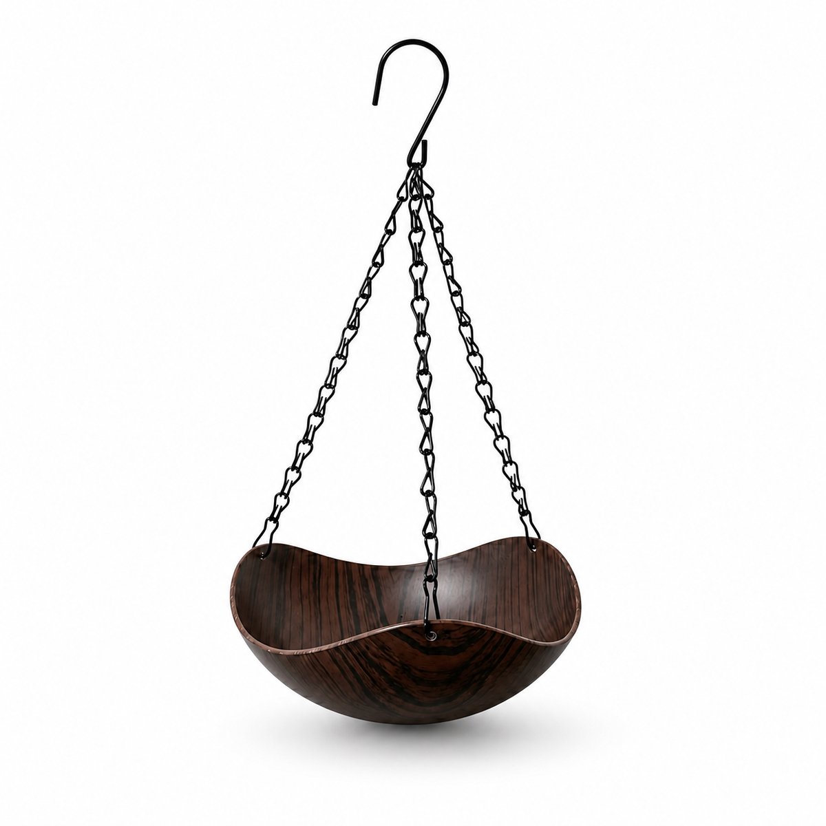 Bobypet - Vintage Vogeldrinkbak Hangend - Hout Look Vogelvoederbak Buiten - Regenbestendig Vogelbad Tuin - Hangende Voerschaal voor Balkon en Terras - Zwart