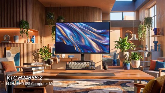 KTC‑H24B9S‑2‑Gaming monitor‑23,8‑inch‑Nieuwe versie 2026-Full‑HD‑144Hz‑Fast‑IPS‑1920x1080‑VESA‑75x75‑HDMI‑VGA‑Low‑Blue‑Light