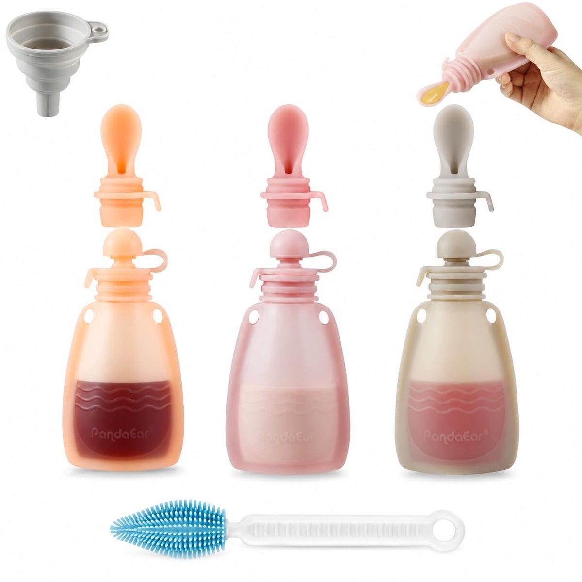 SolidKeus - Set van 3 Herbruikbare Siliconen Babyvoeding Zakjes