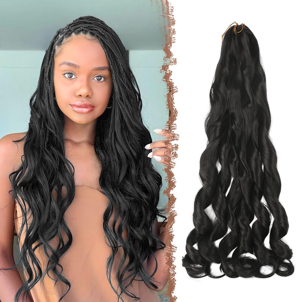 SolidKeus - Loose Wave Bouncy Haarextensies 60 cm Zwart